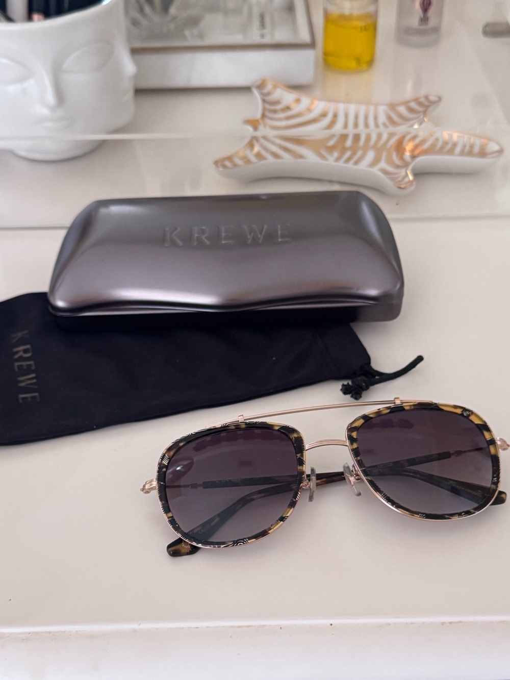 KREWE Breton Cobra Sunglasses with Gradient Lenses. Case and cloth included.